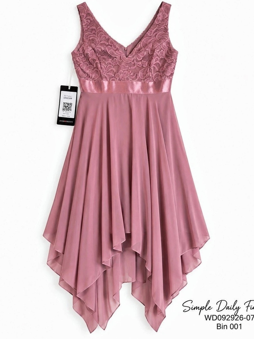 NWT Ever Pretty Dusty Rose Lace High Low Dress US 8 Bridesmaid Formal